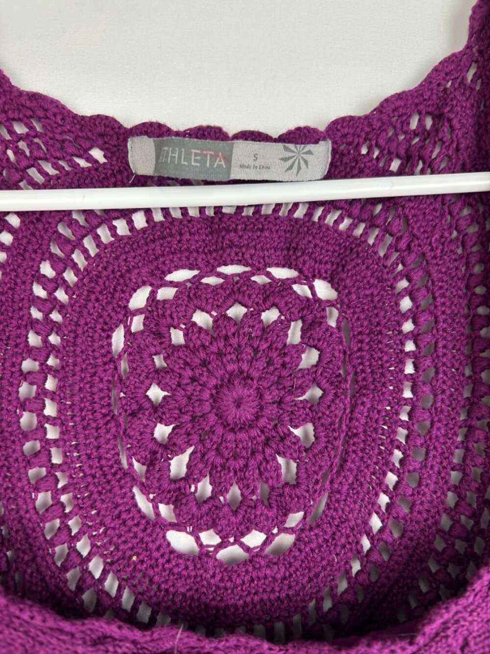 Athleta Dress Women's S Purple Cotton Blend Crochet Knit Sleeveless Casual Wear - Picture 11 of 13